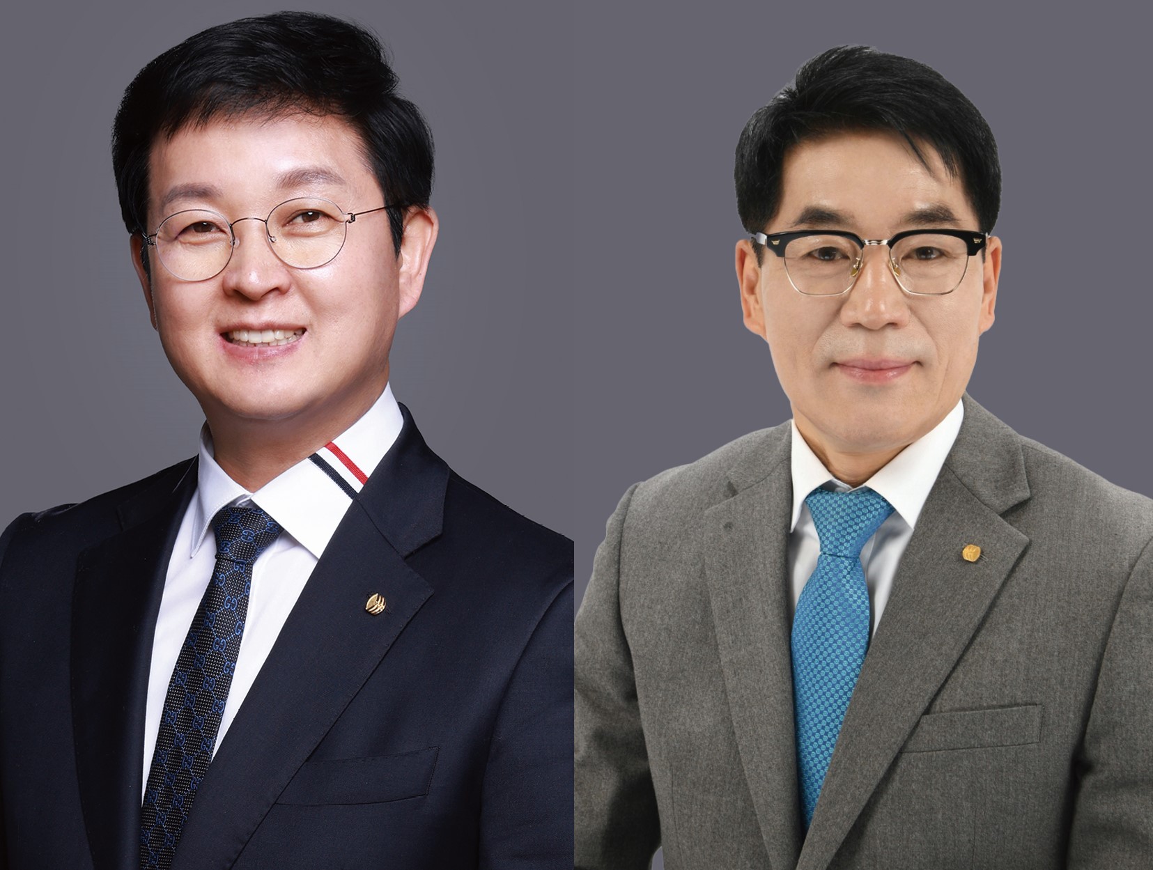 기호1번 신영일 후보(왼쪽)와 기호2번 허봉현 후보
